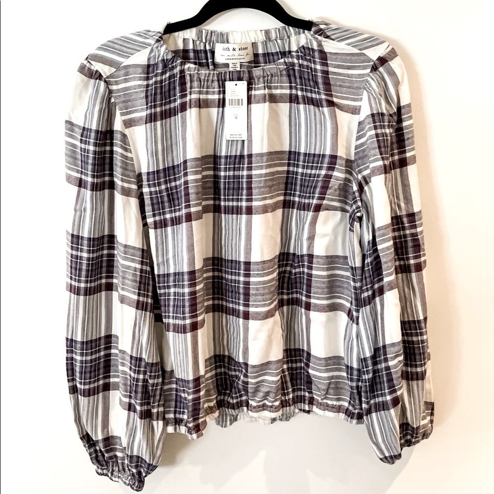 ANTHROPOLOGIE bubble hem Plaid Blouse - NEW (with tags)